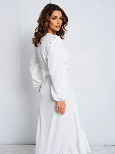 Royalfashion Viazané midi šaty pre ženy s volánikmi