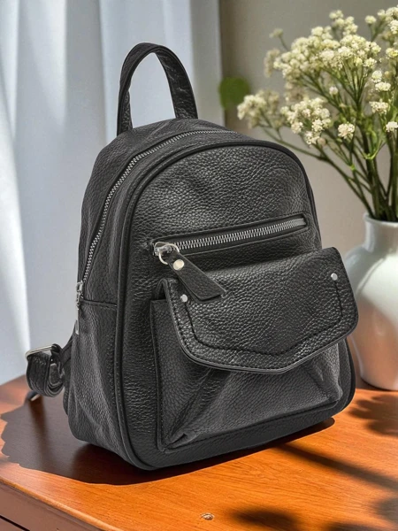 Ženski nahrbtnik Astrea Królewska Moda iz ekološkega usnja črno-bel