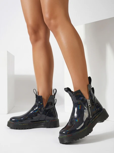 Ženski Gležnarji Diana Črni Usnjeni Elegantni za Jesen