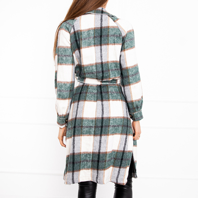 Dámska dlhá kockovaná košeľa zelenej farby - Oblečenie