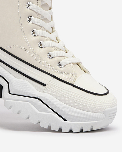 Dámska krémová zateplená športová obuv a'la tenisky Retiha - Obuv