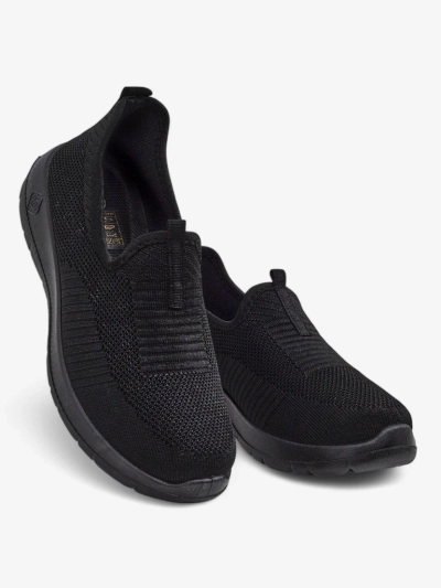 Ženski črni mokasini Tkanina Lyra Nero – udobni čevlji z nizko peto