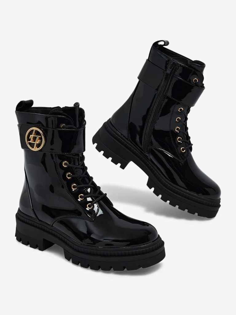 Lakirani ženski gležnarji iz eko usnja Eulin