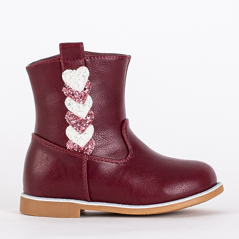 Dievčenské čižmy bordovej farby s ozdobným zvrškom Noksimi-Shoes