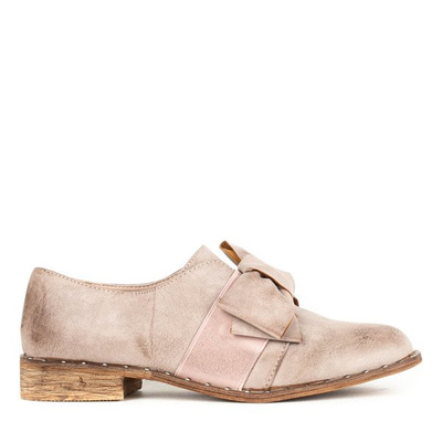Różowe półbuty z kokardą Suelia - Obuwie