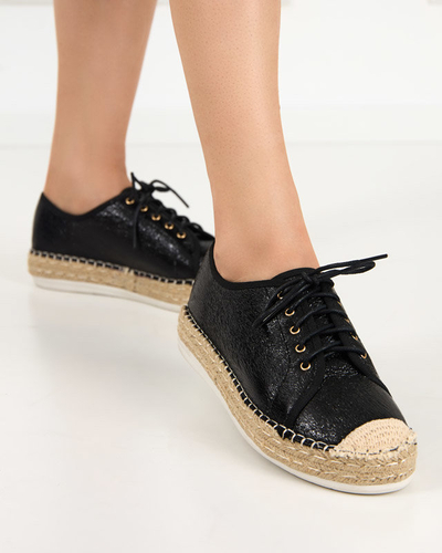 OUTLET Dámske čierne tenisky na šnurovanie Furmoni - Obuv