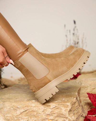 Royalfashion Dámske zateplené čižmy v ťavej farbe Comfy Walk