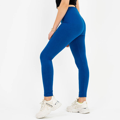 Kobaltové dámske jednofarebné mäkké legíny - oblečenie