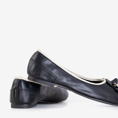 OUTLET Čierne dámske baleríny s kvetinou Fireni - Obuv