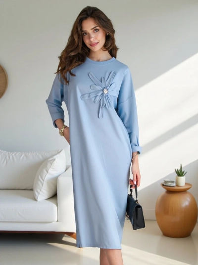 Dámske midi šaty Royalfashion, nadmerná tkanina s kvetom