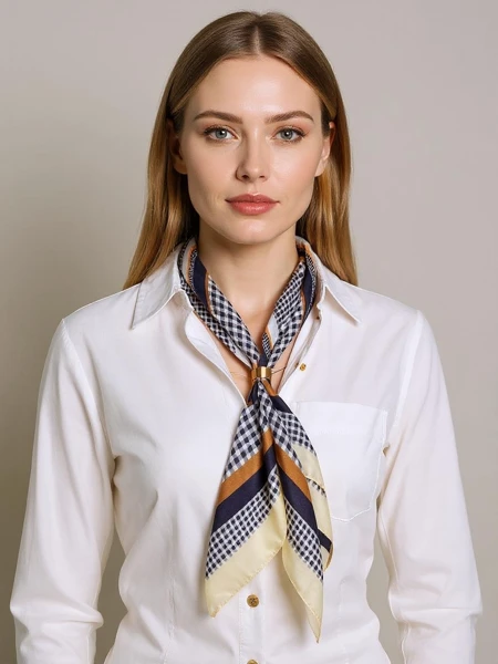 Apollonia eleganten ženski šal iz poliestra 69x66 cm – bel/črn