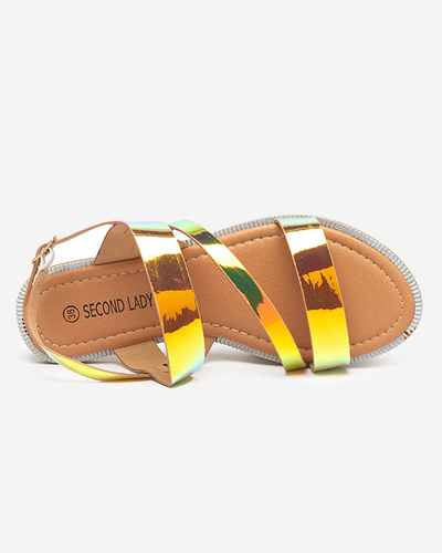 Zlaté dámske holografické sandále Ajazz- Footwear