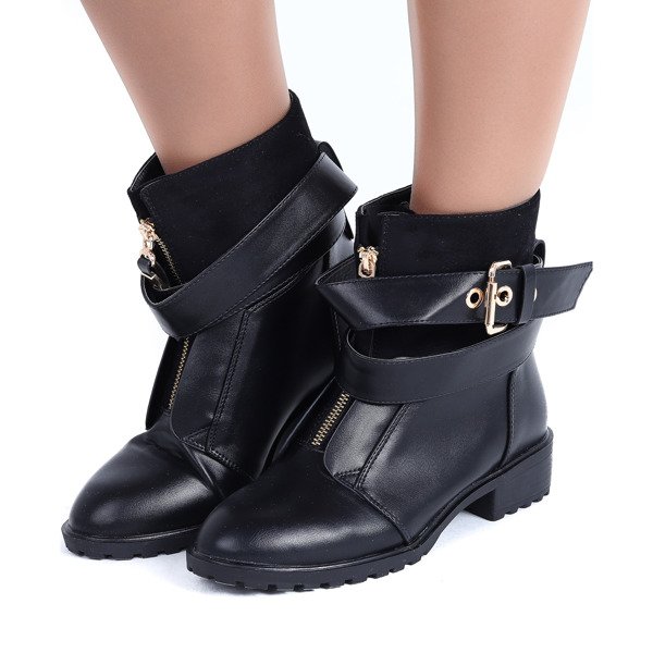 Czarne workery z suwakiem Katelyn- Obuwie