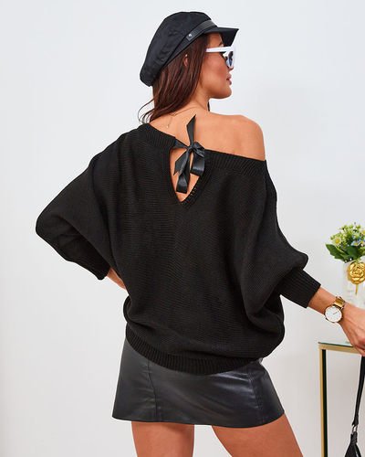 Royalfashion Čierny dámsky sveter