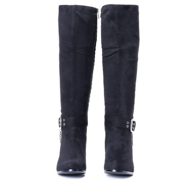 Czarne kozaki na słupku Camilla - Obuwie