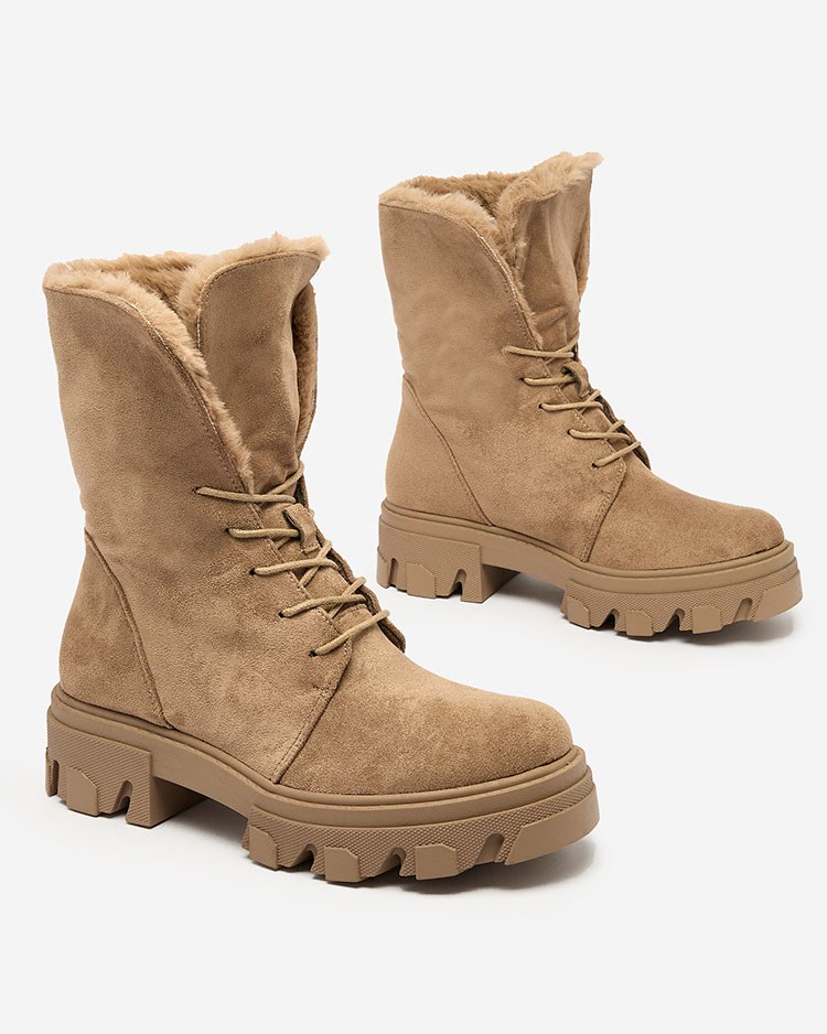 Royalfashion Svetlohnedé dámske šnurovacie čižmy Cavenma