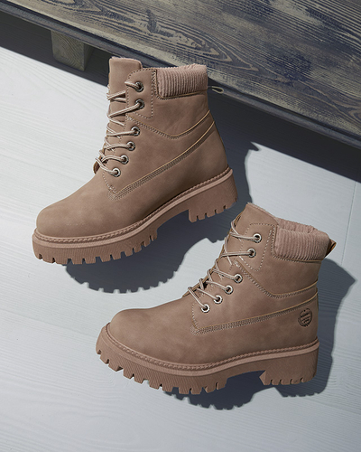 Tmavo ružové dámske zateplené trapper topánky Teruna - Obuv