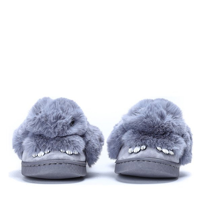 Szare kapcie z króliczkiem Bonny - Obuwie