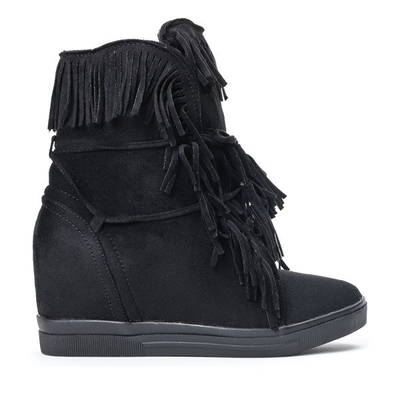 Czarne sneakersy na krytym koturnie Carmelita - Obuwie