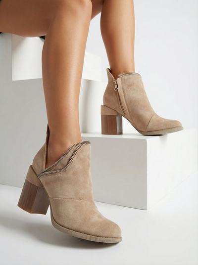 Svetlohnedé dámske zateplené čižmy na stĺpiku Mukis - Topánky