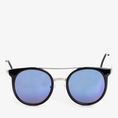 Čierne okrúhle slnečné okuliare s modrými sklami - okuliare