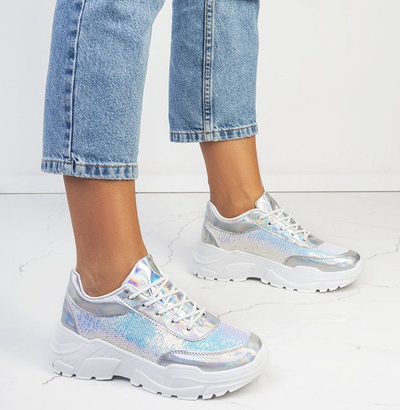 Stříbrná sportovní obuv s flitry Bling - obuv 1