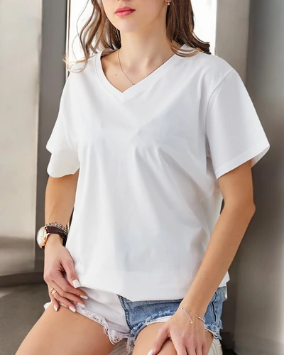Royalfashion Dámske bavlnené tričko s V-výstrihom