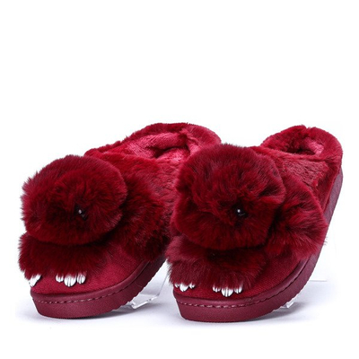 Bordowe kapcie Minny - Obuwie