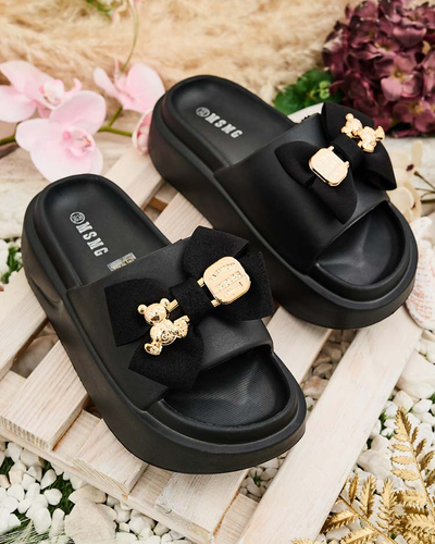 Royalfashion Dámske gumené žabky s ozdobnou mašľou Apis