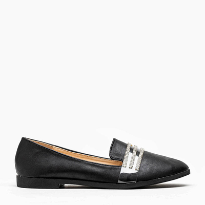 Čierne dámske mokasíny s kubickými zirkónmi Kremssa - Obuv