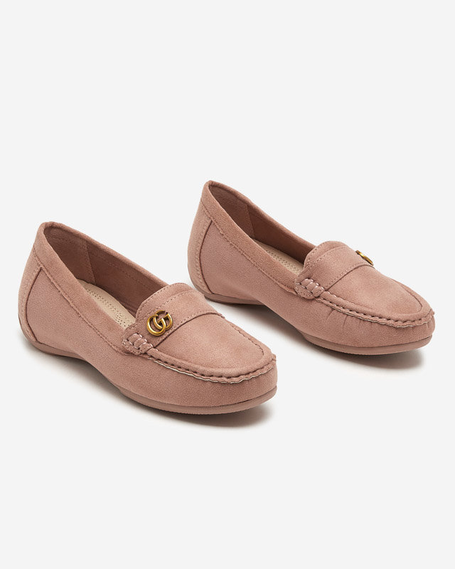 Tmavoružové dámske mokasíny na nízkom obtiahnutom kline Lemira - Obuv