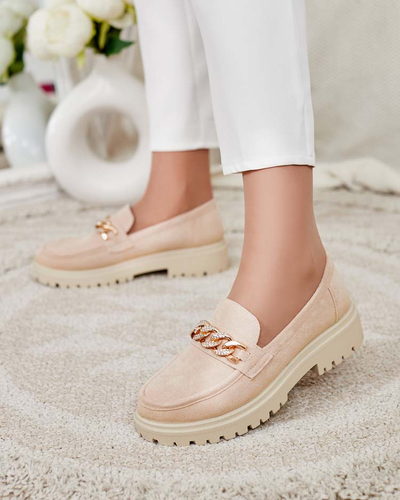 Royalfashion Dámske mokasíny z eko semišu s ornamentom Lehels