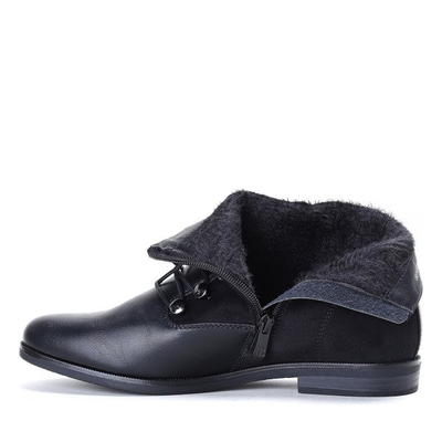 Czarne botki na płaskim obcasie Lucky Black - Obuwie