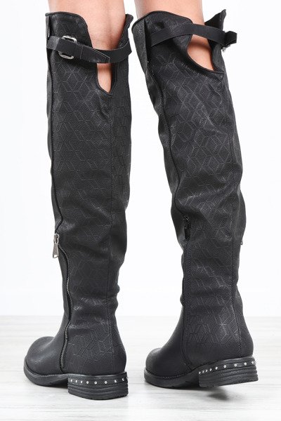 Czarne kozaki z eko skóry Agatha- Obuwie