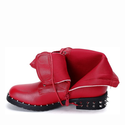 Czerwone workery z ćwiekami Stephanie - Obuwie