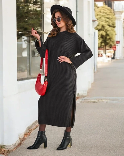 Royalfashion Ženské dlhé svetrové šaty