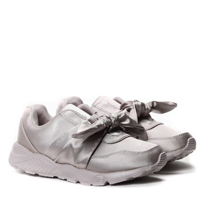 Dziecięce szare satynowe sneakersy - Obuwie