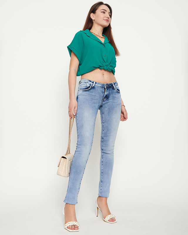 Dámske modré rovné džínsy - Oblečenie