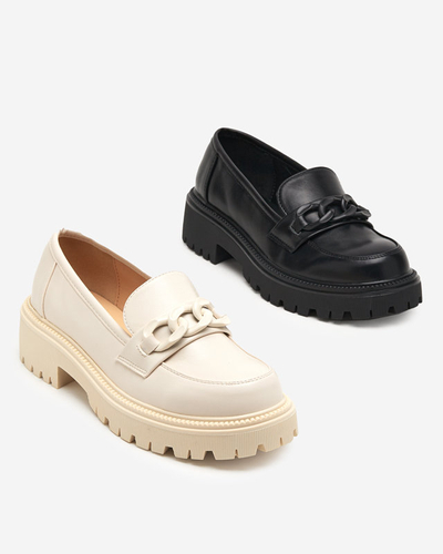 OUTLET Čierne dámske topánky z ekokože s retiazkou Konera - Obuv