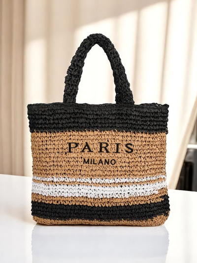 Royalfashion Veľká slamená dámska taška Paris Stripe