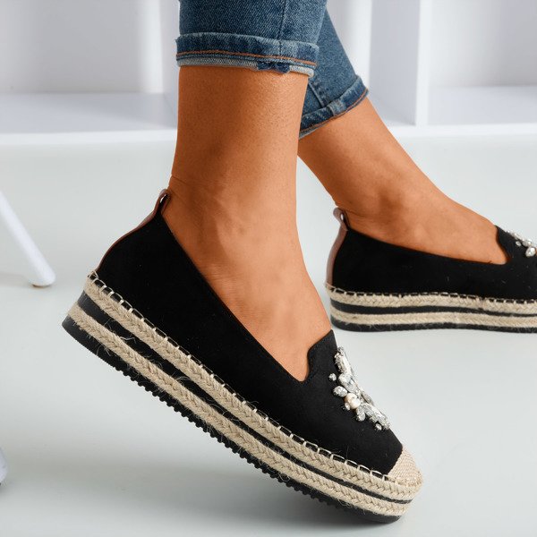 Černé espadrily na platformě s krystaly Mraque - Footwear 1