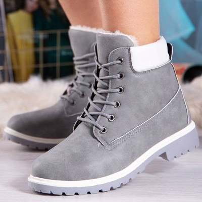 Šedé turistické topánky s izoláciou Polar Bear - Obuv