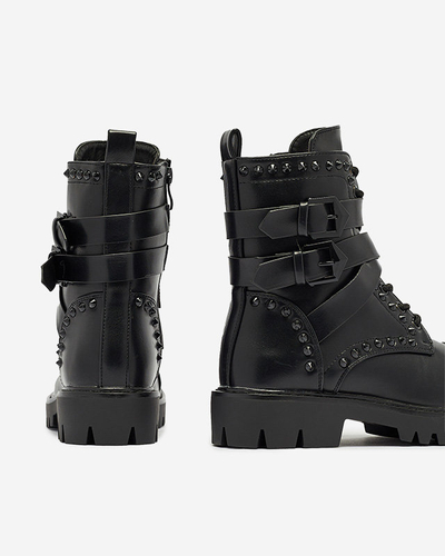 OUTLET Čierne dámske bagger čižmy s cvočkami Edyias - Obuv