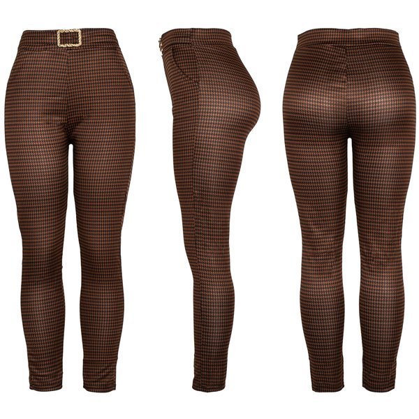 Hnědé a černé houndstooth kalhoty - Kalhoty 1