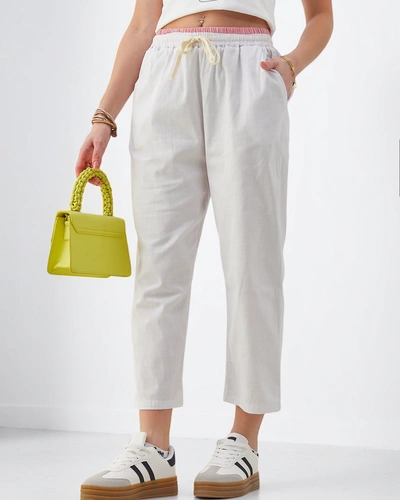 Royalfashion Bavlnené široké dámske nohavice s viazaním