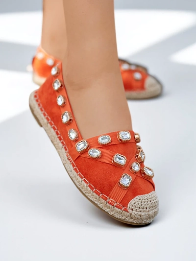 Oranžové dámske espadrilky s kryštálmi Wamba - Obuv