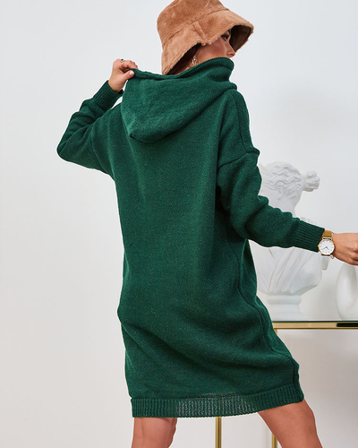 Royalfashion Tmavozelené dámske svetrové šaty