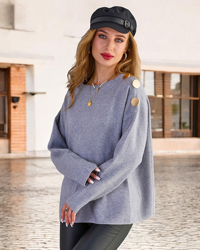 Royalfashion Tenký dámsky sveter s ozdobami na ramenách