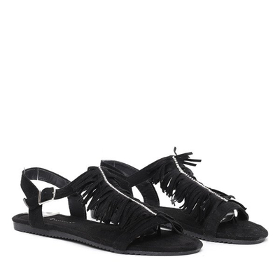 Czarny sandały z frędzlami Daiana- Obuwie