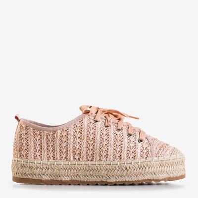 Dámske ružové espadrilky na nízkej kjótskej platforme - topánky